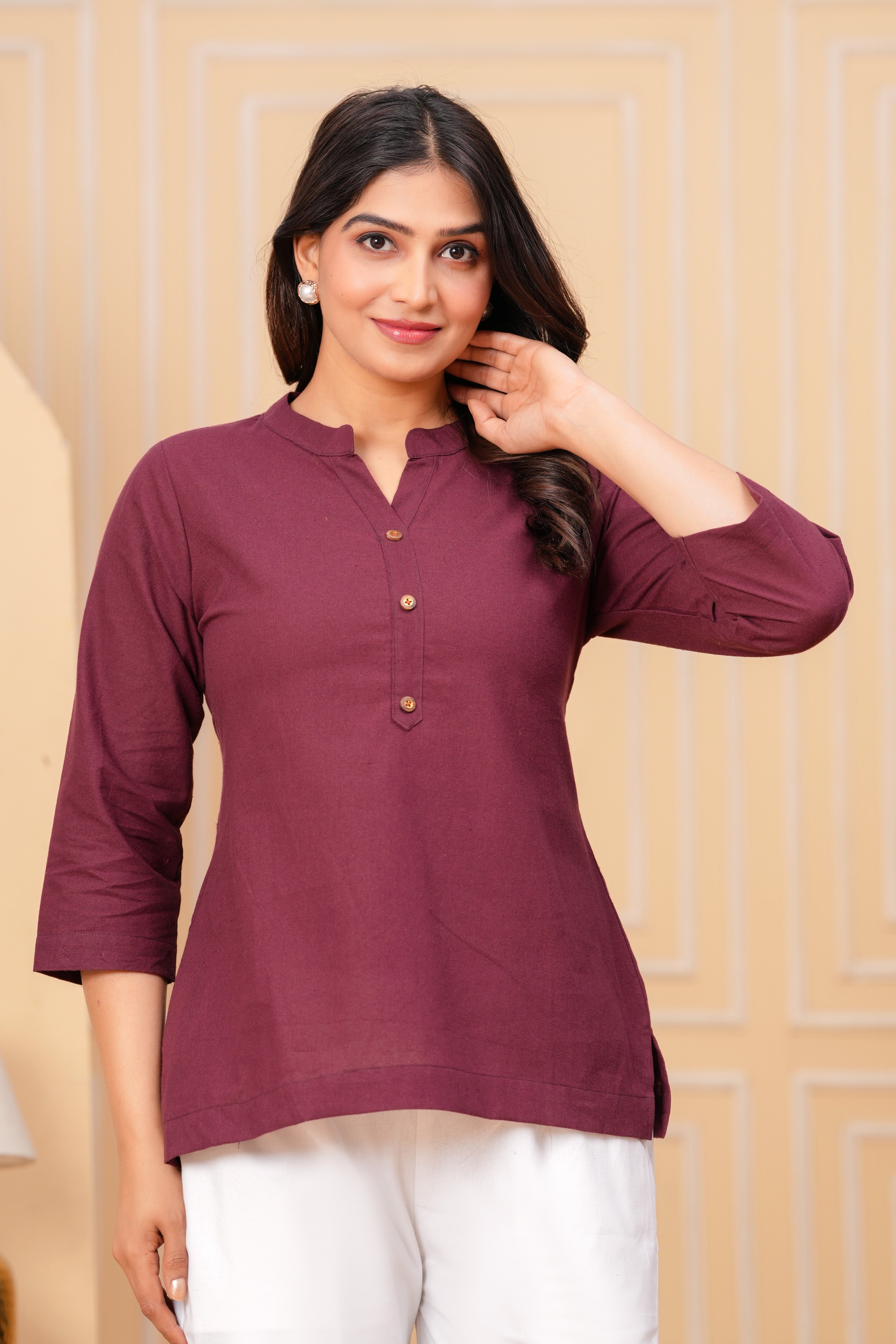 Linen Solid Short Kurta